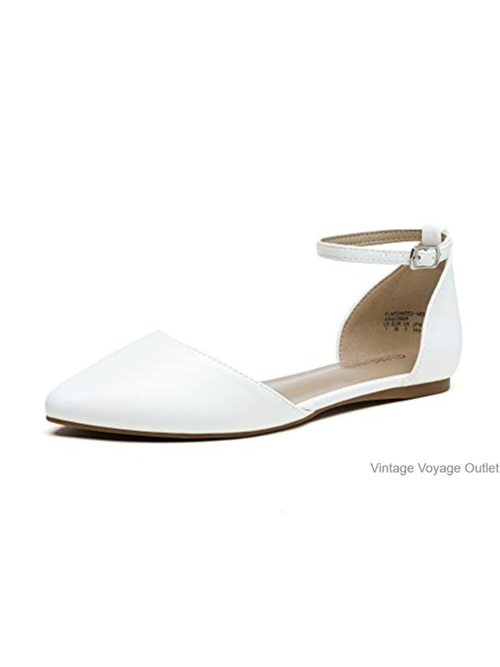 Women's D'Orsay Pointed Toe Flats with Ankle Strap